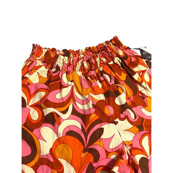 Ava & Viv Linen Blend Floral Stretch High Waist Shorts Pink Orange Plus Size 1X - Picture 2 of 10